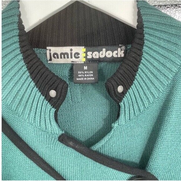 Jamie Sadock Jacket Medium Long Sleeve Sweater Knit Green Modern Golf Medium EUC - Picture 3 of 14